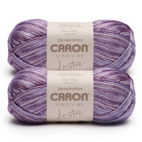 Image of Caron Simply Me Luster Yarn for Crocheting Soft, Violet Splash, 2-Pack