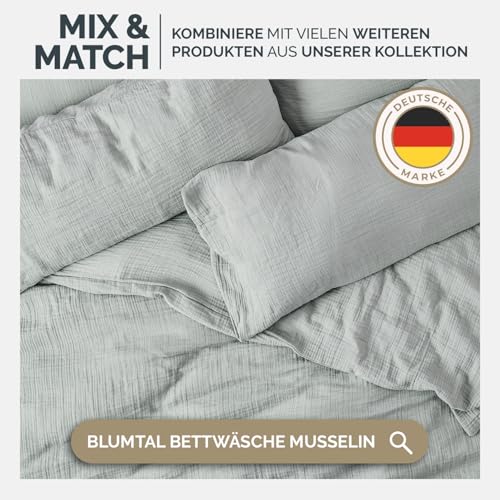Blumtal Tagesdecke Baumwolle 150x200 cm - Musselin Decke Oeko-TEX Zertifiziert - Baumwolldecke 150x200 - Couch Überwurf - Kuscheldecke Baumwolle 100% - Überdecke Bett - Couchdecke - Tagesdecke Grün
