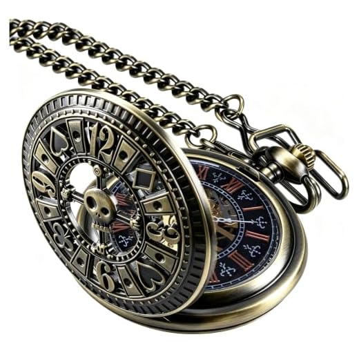Alwesam Men's Mechanical Hand Wind Pocket Watch Roman Numerals Steampunk with Chain Box