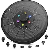 Solar Springbrunnen mit Led für Außen, SONVIEE Solar Brunnen Aussen Klein Gartenbrunnen Solar Springbrunnenpumpe Solar Wasserpumpe Teichpumpe mit Eingebaute Akku für Garten Deko,Wasserspiel,Teich