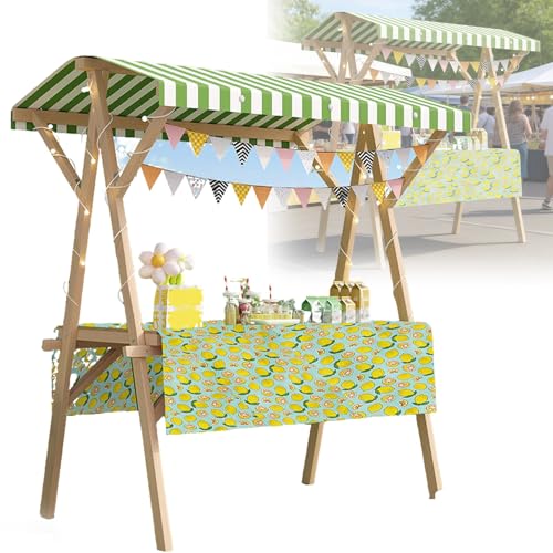 Chariot de marché pliable et portable en bois avec auvent pour étal de vente extérieur