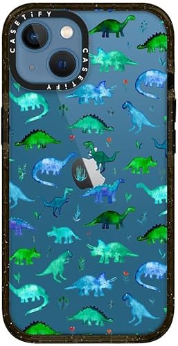 Miniatura 5 de CASETiFY Impact - Funda para iPhone 13 protección contra caídas de 6.6 pies  Dinos de acuarela diminutos sobre transparente  negro transparente