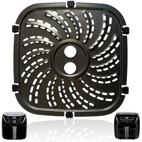 GSZN Air Fryer Crisping Plate for PowerXL Vortex Pro Air Fryer 6QT, Upgraded Air Fryer Grill Plate Pan Crisper Tray Rack Shelf Insert Grate Grid for 6QT PowerXL Air Fryers, Nonstick, Dishwasher Safe Cover