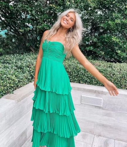 Strapless Tiered Chiffon Prom Dresses Corset Long Formal Gown Wedding Bridesmaid Homecoming Dress for Teen3