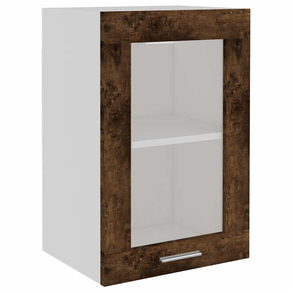 Armoire de cuisine suspendue Lyon en verre chêne fumé 40 x 31 x 60