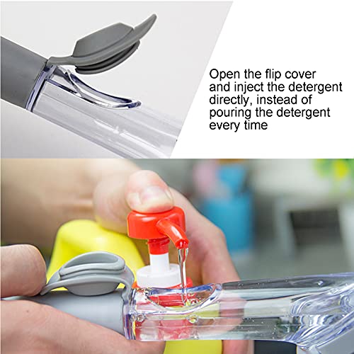 Image of Topyond Soap Dispensing Dish Brush with Handle, Dish Scrubber with 4 Replaceable Heads, Kitchen Sink Brush, Durability Cleaning Tool for Dishes, Pots, and Kitchen Use