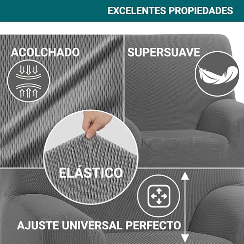 Funda sofá elástica gris de 1 plaza para proteger tu sillón de 70 a 110cm 4