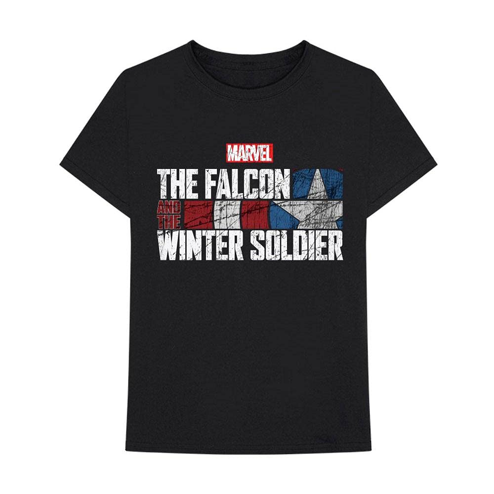 Marvel Falcon & Winter Soldier Text Logo T-Shirt - Black - L