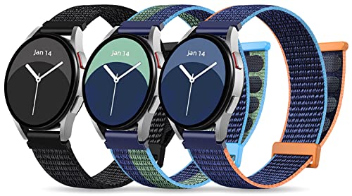 Sunnyson Men Bands Compatible with Samsung Galaxy Watch 4 40mm 44mm/Galaxy Watch 42mm,Nylon Replacement Bands for Samsung S2 Classic/Huawei Watch 2,Moss Green/Deep Black/Deep Navy