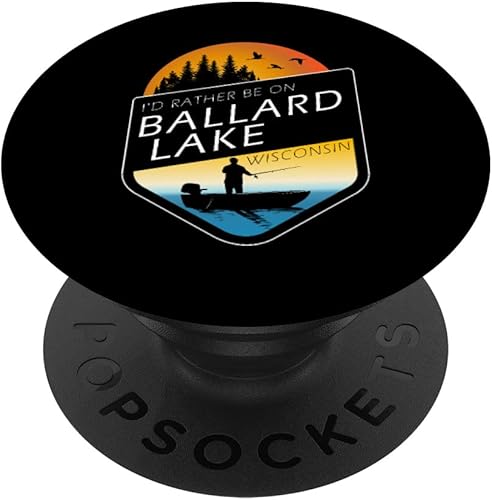 I'd Rather Be On Ballard Lake Wisconsin Sunset Fishing PopSockets intercambiables PopGrip