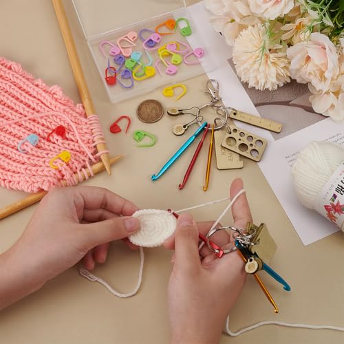 FINGERINSPIRE Kit de 26 agulhas de crochê, 22 x 11 x 3 mm, mini chaveiros, agulhas de crochê de alum