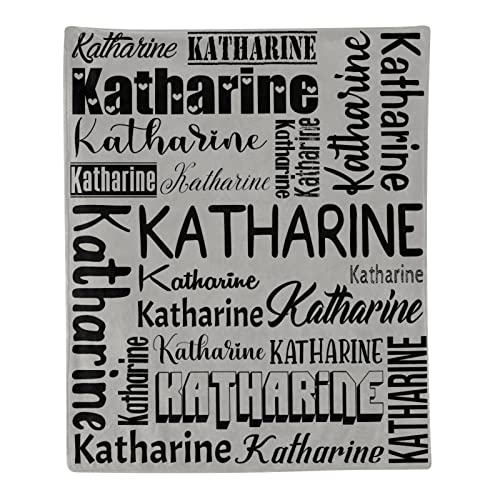 Personalized Blanket for Kids Adults Personalized Name Blanket Custom Blanket with Name Personalized Gifts for Christmas Birthday Valentines Day Mothers Fathers Day (Light Gray, 40"x50")