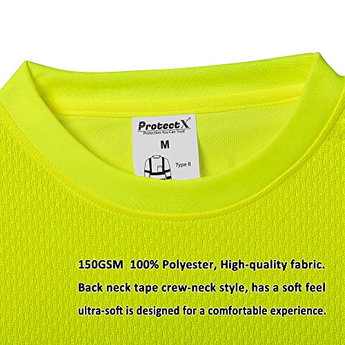 Protectx 3-Pack Men's High Visibility Heavy Duty Breathable Long Sleeve Reflective Safety T-Shirts For Work Warehouse Construction, Class 2 Type R, Green - X Large #TOP5
