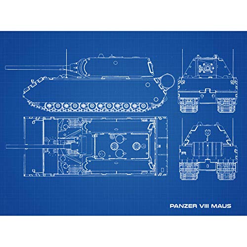 Panzer VIII Maus Super-Heavy Tank Blueprint Plan Art Print Canvas Premium Wall Decor Poster Mural