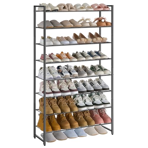 Shoe Rack for Closet, Metal Shoe Organizer, 8 Tier Garage Shoe Rack Max Holds 40 Pairs,Shoe Storage Shelf,Entryway, Black