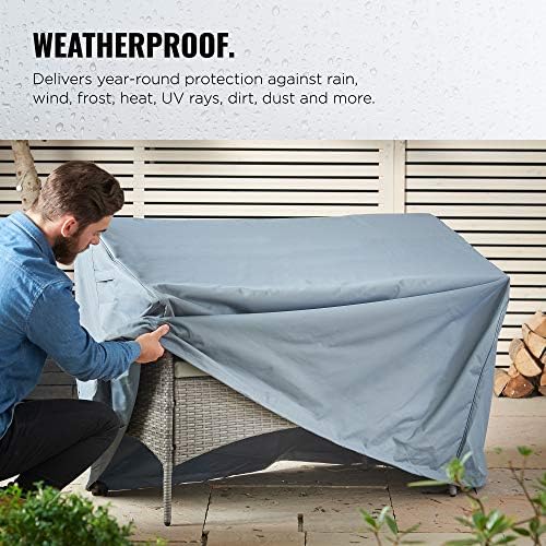 VonHaus Waterproof Garden Bench Cover - 'The Storm Collection' Premium Heavy Duty Breathable Fabric Protection for 2 Seater Benches (L134cm x D70cm x H60-88cm) - Slate Grey