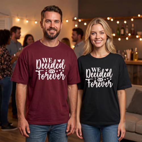 Image of Anniversary Matching Shirts, for Couple, Heart Design T-Shirt Set, Wedding Present, Honeymoon Outfit