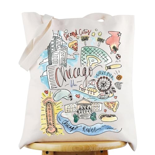 G2TUP Bolsa de viagem Chicago Lllinois Chicago Souvenir Gift Chicago Landmarks Bolsa de ombro Chicago City Merch, Chicago Tg, Large, Sacola