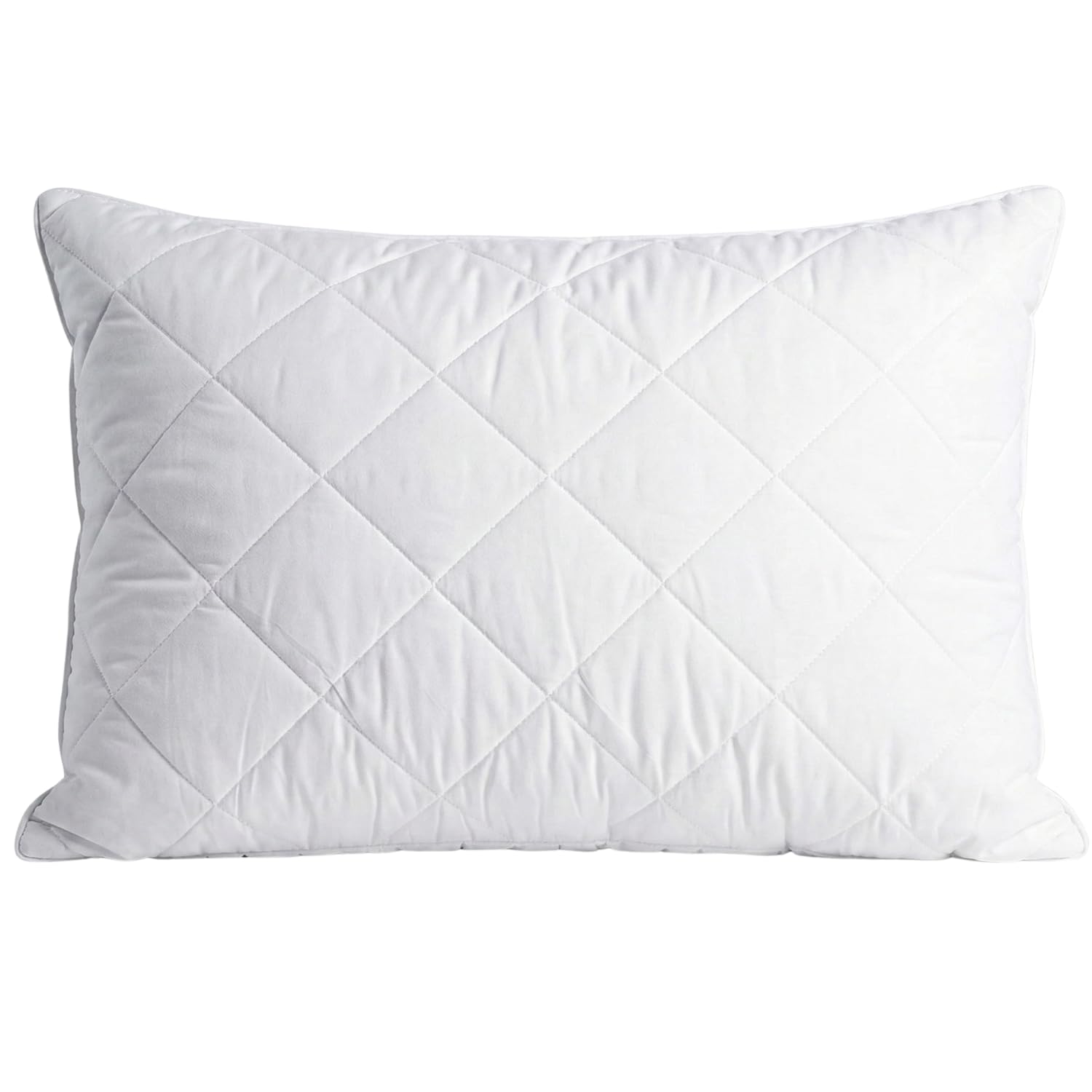 Bedding Home Hollow Fiber Quilted Pillow 1 Pack, Neck Support Anti Allergy Orthopedic Pillow, Hotel Quality Firm Pillows with Polycotton Quilted Cover (1 Pack - White)