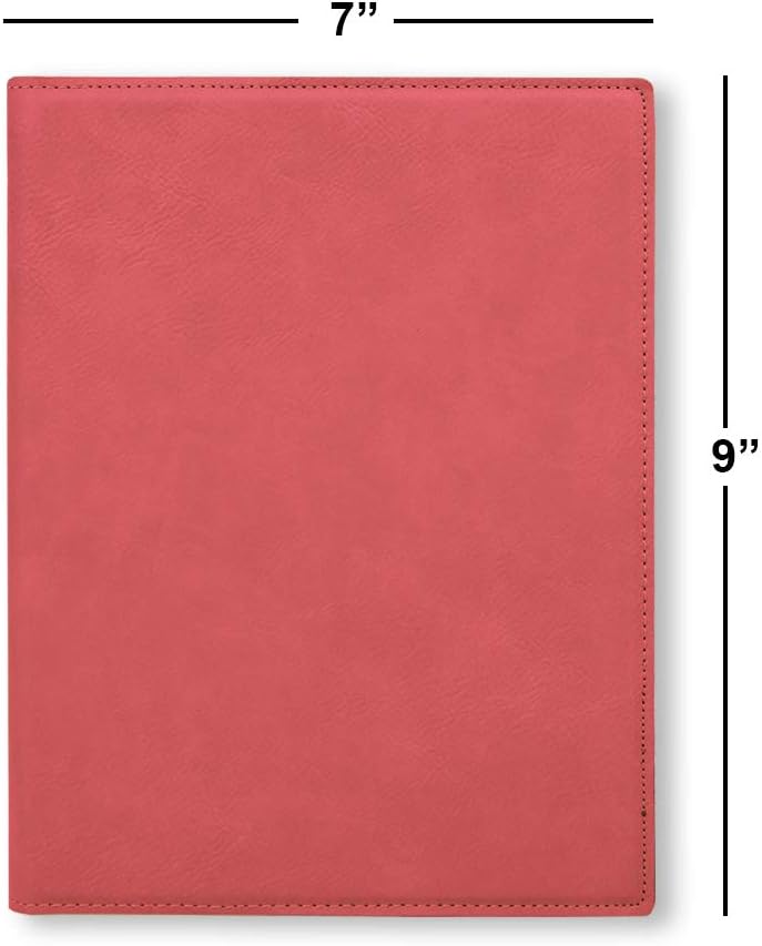 Small 7" X 9" Portfolio Notepad, Basketball Ball, Personalized Engraving Included (Pink)