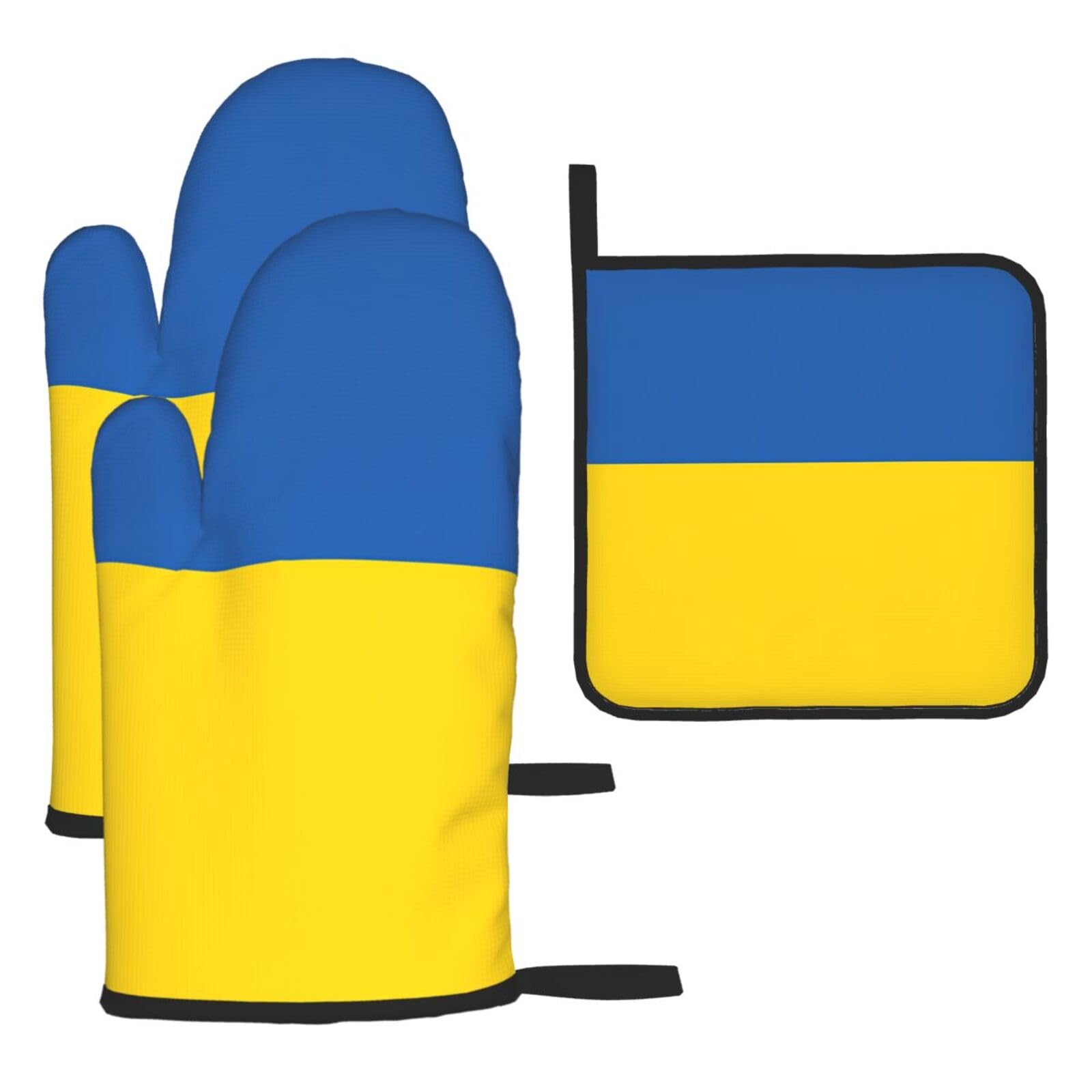 Flag Of Ukraine Print Oven Mitts Kitchen Gloves Set Everyday Baking Grilling Microwaving Cooking Gift