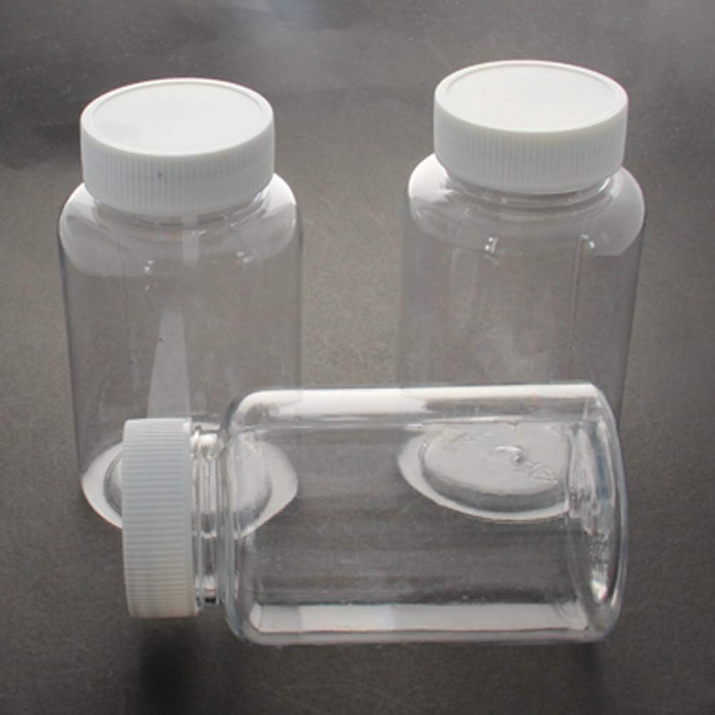 Aicosineg Plastic Lab Chemical Reagent Bottle 200ml Wide Mouth Sample Sealing Liquid Storage Container 20Pcs