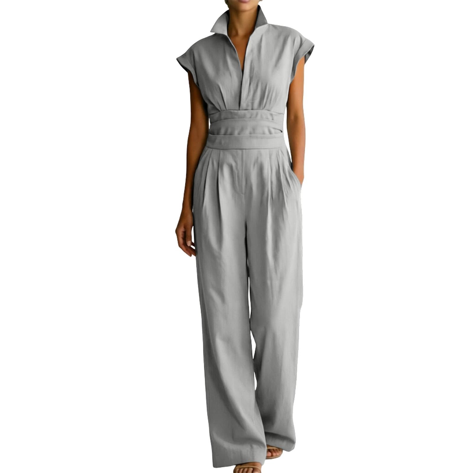 Jumpsuit de mujer elegante y festivo con escote V profundo 6