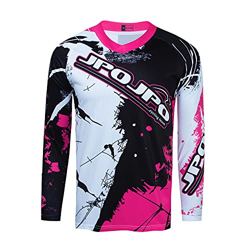Kids Cycling Jersey Dirt Bike Jersey Youth Mountain Bike Childrens Biking Clothes Boys Motocross Long Sleeve Shirts Downhill Top Girls Bicycle Running Racing Clothing Purple M