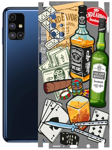 Image of AtOdds - Full Body Back Screen Guard Protector Film - Lamination Wrap Skin Sticker Compatible with Samsung Galaxy M51 | Scratchproof Matte Finish (Wine Graffiti)
