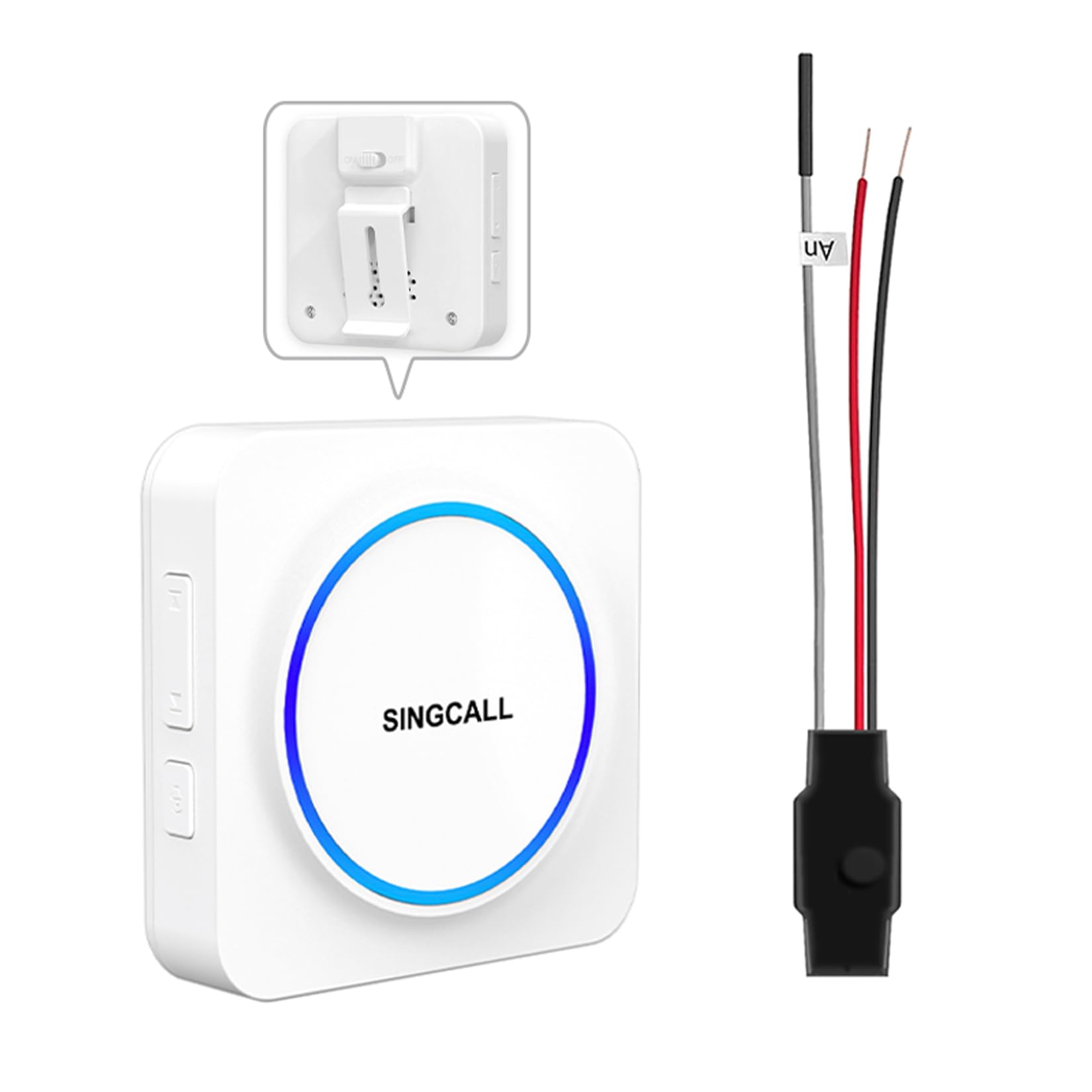 SINGCALL Juego de Extensión de Radio Timbre Inalámbrico Gong para Sistemas de Timbre Existentes con 32 Tonos y Volumen 0-100 dB para Hogar/Garaje/Apartamento,1 Receptor Portátil+1 Convertidor de Radio