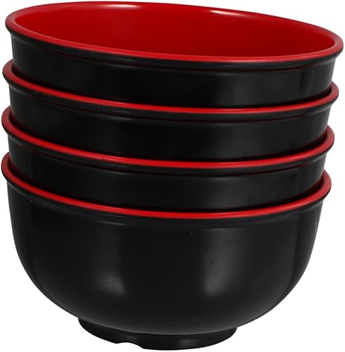 Angoily 4 unids tazón grande de almacenamiento Cerote rojo redondo creativo ensalada platos vintage postre estilo plástico utensilios de cocina duro