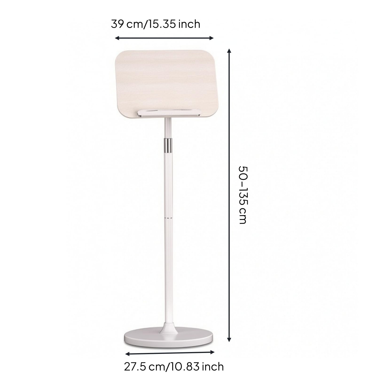 predolo Supporto per Lettura Regolabile Rinforzato Supporto per Lettura da Terra Sicuro Musicisti, Bianco, 1.3 Metri