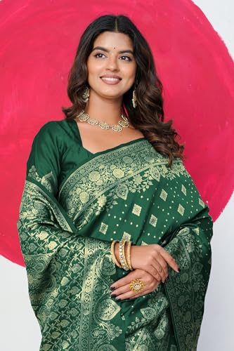 Image of MIRCHI FASHION Women Saree | Banarasi Silk Woven Design Daily Regular Use Sari with Blouse