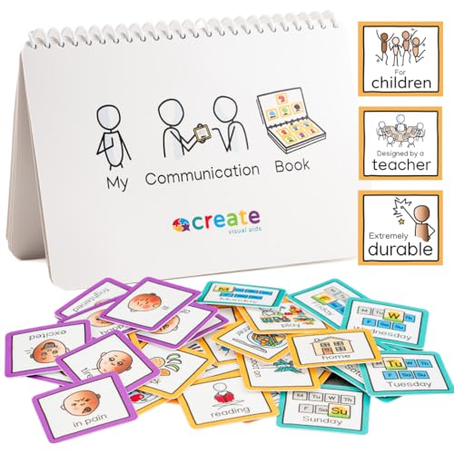 Communication Book with 6 visual communication resources and 34 removable pecs cards visual symbols to support communication, routine and transition - Suitable for autism, adhd (Children)