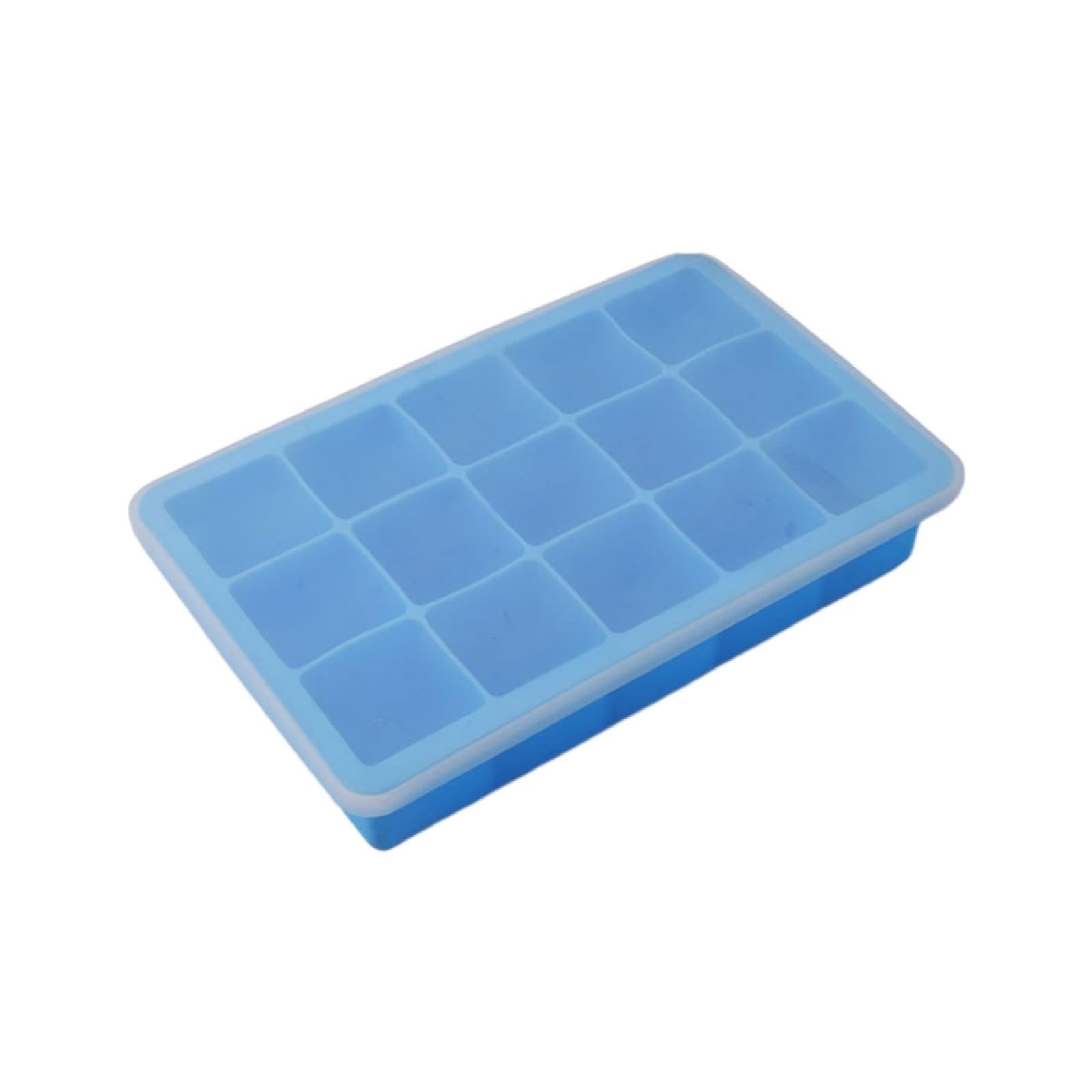 Vassoio per cubetti di Ghiaccio Stampo in Silicone Resistente a 15 Griglie Vassoio Quadrato Grande Creatore di stampi Bar Pub Wine Ice Blocks Maker (Color : Blue with Lid)