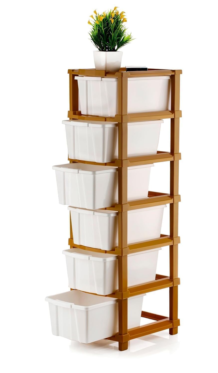 TEKCOOL Plastic Drawer Organizer Self Standard Rectangular Multi Purpose Modular Drawer System Large Chest of Drawer Organizer for Home Office,Product Dimension When assembeled (6XL, Brown hex);'-picture-13