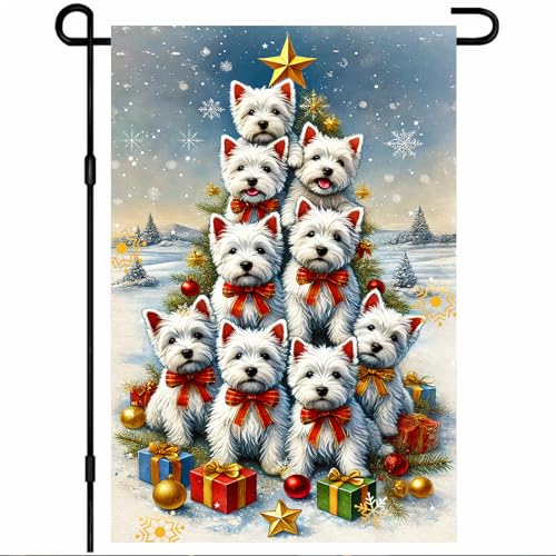 Image of BlissYard Christmas Cat Garden Flag 12x18 Inch Polyester
