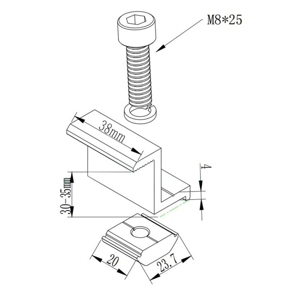 FAXIOAWA 4 Pezzi Staffe per Pannello Solare Kit Morsetto Medio Staffe per Morsetto per Pannello Solare Altezza Modulo 30mm Supporto Z Staffa per Pannello Solare per Pareti del Tetto