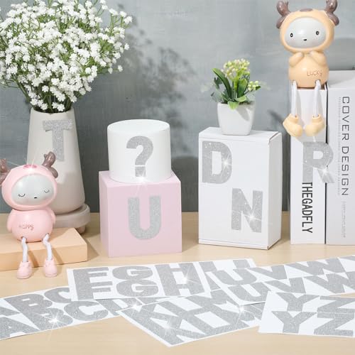 Image of Harloon 232 Pcs Large Glitter Letter Stickers 24 Sheets Classroom Bulletin Boards Decorations Big Font Alphabet Letter Self Adhesive Letters Stickers Back to School Decor DIY Craft(Silver,2.5 Inch)
