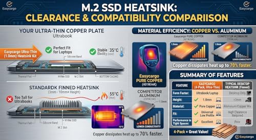 Disipador de calor M.2 para portátil Easycargo con almohadilla térmica de cobre para SSD 2280 5