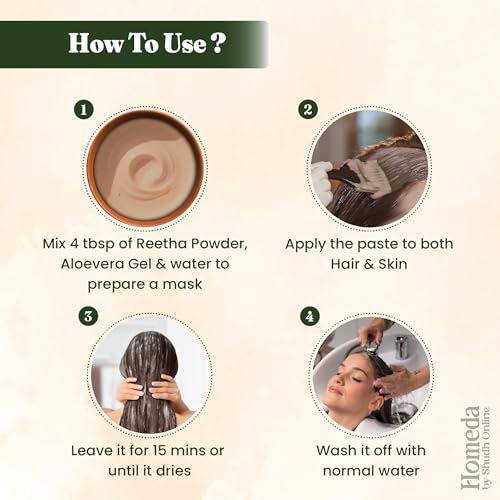 Image of Shudh Online Reetha Powder for Hair Growth | Soapnut Kunkudukai powder, Aritha, Ritha (500 Grams) - Herbal wash, Scalp treatment, Skin care (Edible, Seedless Soap Nut)