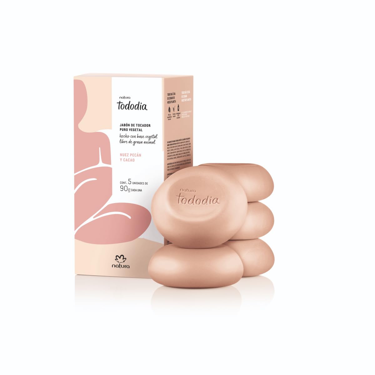 Natura Tododia Collection Vegetable Soap Bar 5 x 100g - Pecan and Cocoa - Sabonete em Barra Vegetal 5 x 100 Gr - Noz Pecan and Cacau