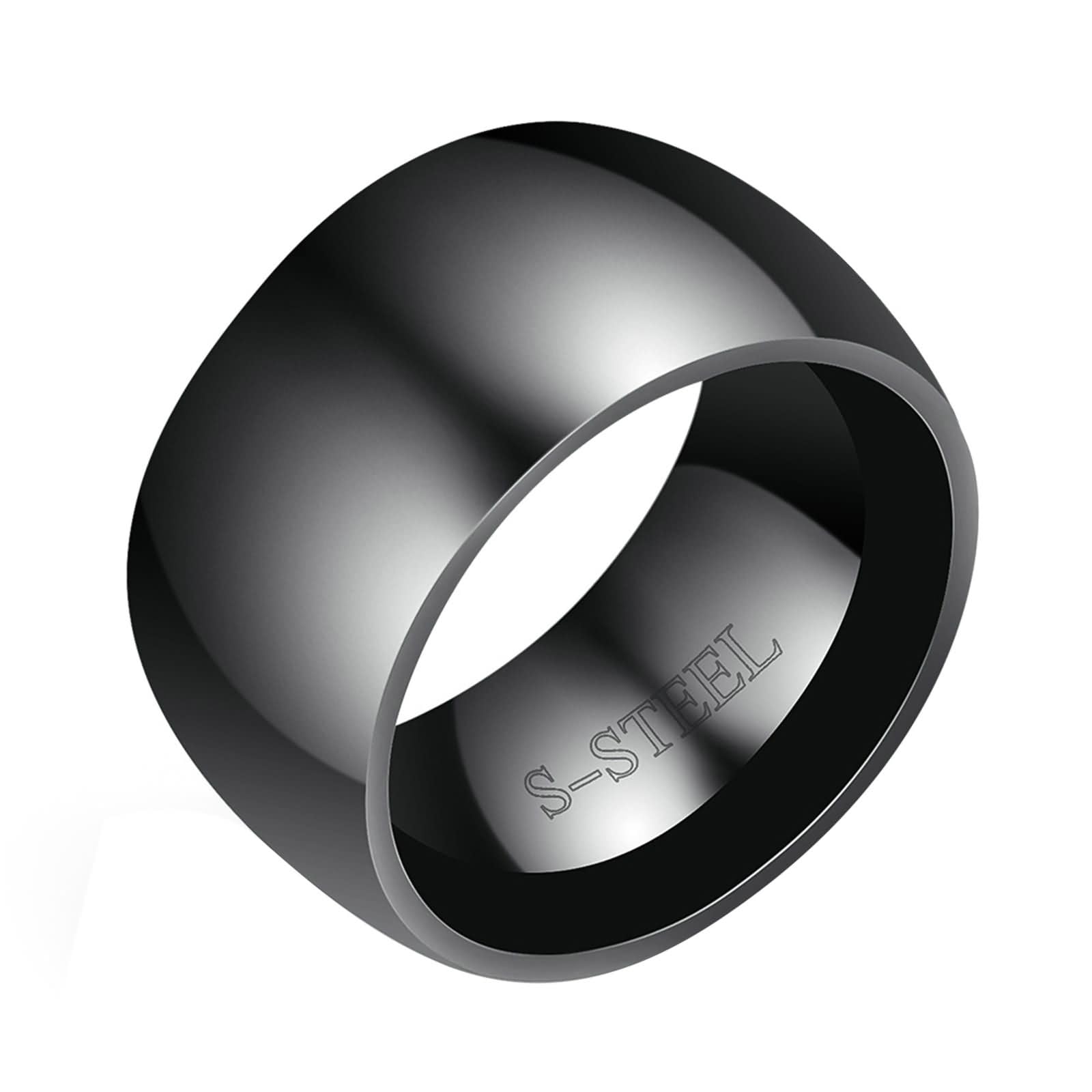 ANAZOZ Anillos de Compromiso Grabados,Anillos Hombre Redondo Pulido 11MM Anillo de Acero Inoxidable Hombre Plata Anillo Alianza Hombre