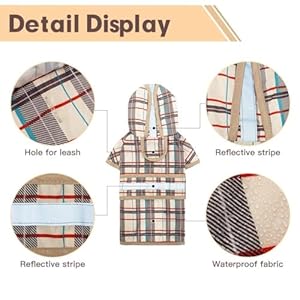 KOOLTAIL Dog Raincoat Hooded Slicker Poncho with Leash Hole, Dog Raincoat for Small Medium Dogs, Waterproof Dog Rain Jacket with Reflective Strip, Adjustable Breathable Plaid Puppy Rainwear-Beige KOOLTAIL Dog Raincoat Hooded Slicker Poncho with Leash Hole Dog Raincoat for Small Medium Dogs Waterproof Dog Rain Jacket with Reflective Strip Adjustable Breathable Plaid Puppy Rainwear Beige