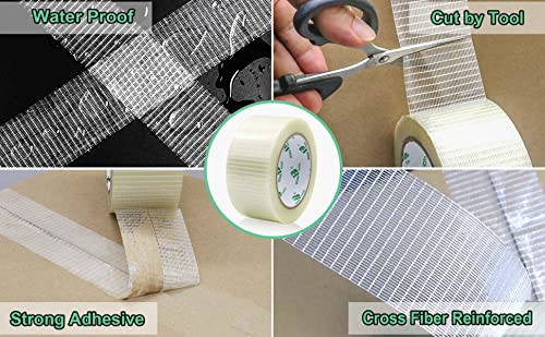 Image of BOMEI PACK 30Rolls Reinforced Packing Tape, Bi Directional Filament Strapping Tape 2 inch x 30yds x 6.7Mil