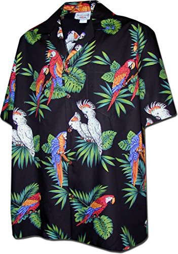 Jungle Parrot Men's Hawaiian Shirt 3531410BLACK-2XL