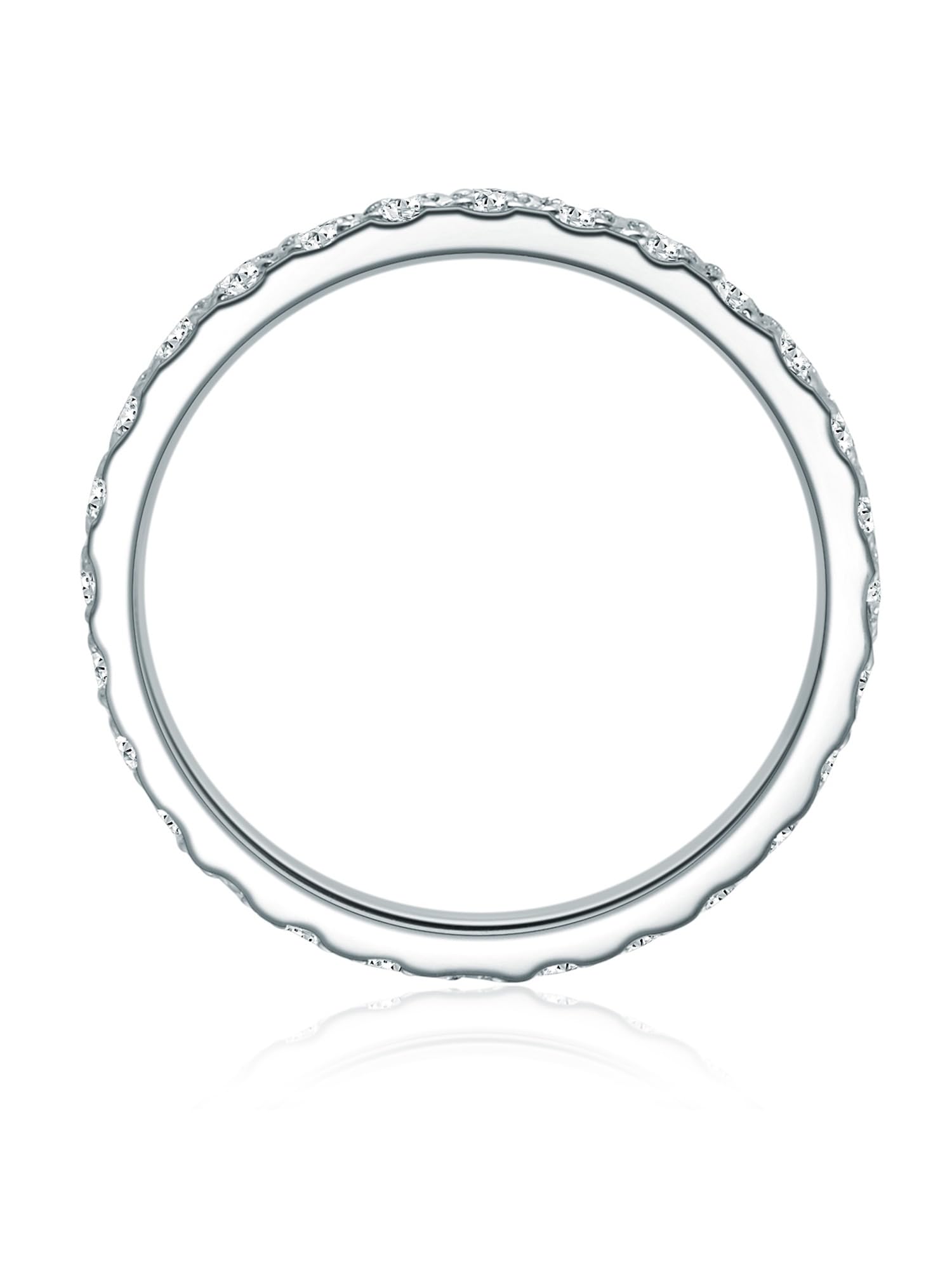 Trilani Damen Ring Memoirering aus 925/- Sterling Silber mit Zirkonia Weiß | Brillantschliff,Bandring,Verlobungsring,Vorsteckring,Antragsring,Silberring mit Steinen