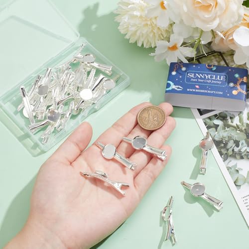 SUNNYCLUE Pack de 30 Pinzas de Pelo Todoigator Plata de Hierro con Base Redonda para Manualidades miniatura 3