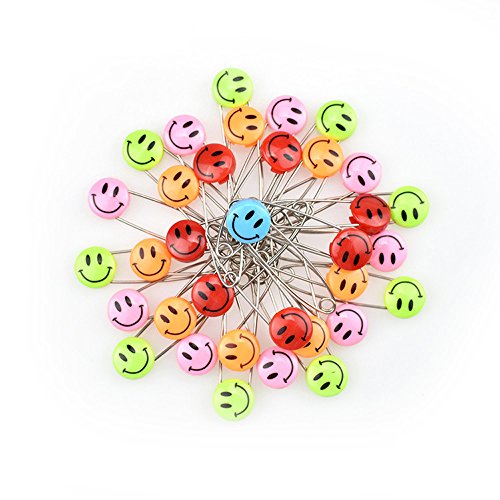 Bestowal Smile Cartoon Pins - Random Color Safety Pins Plastic Head Baby Cloth Diaper Nappy Pins (10pcs)