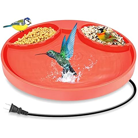 Newruiheng 3-in-1 Heated Bird Bath for Outdoors, All Season Heated Birdbath Bowl Bird Feeder with 3 Ways to Mount, Thermostatically Controlled Bird Bath Heater for Patio Garden Yard, 75W Cover